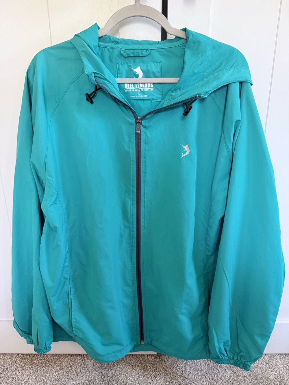 Reel Legends Men's Teal Hooded Raincoat